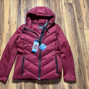 DKNY Women’s Red Hooded Puffer Jacket, Size Large, New